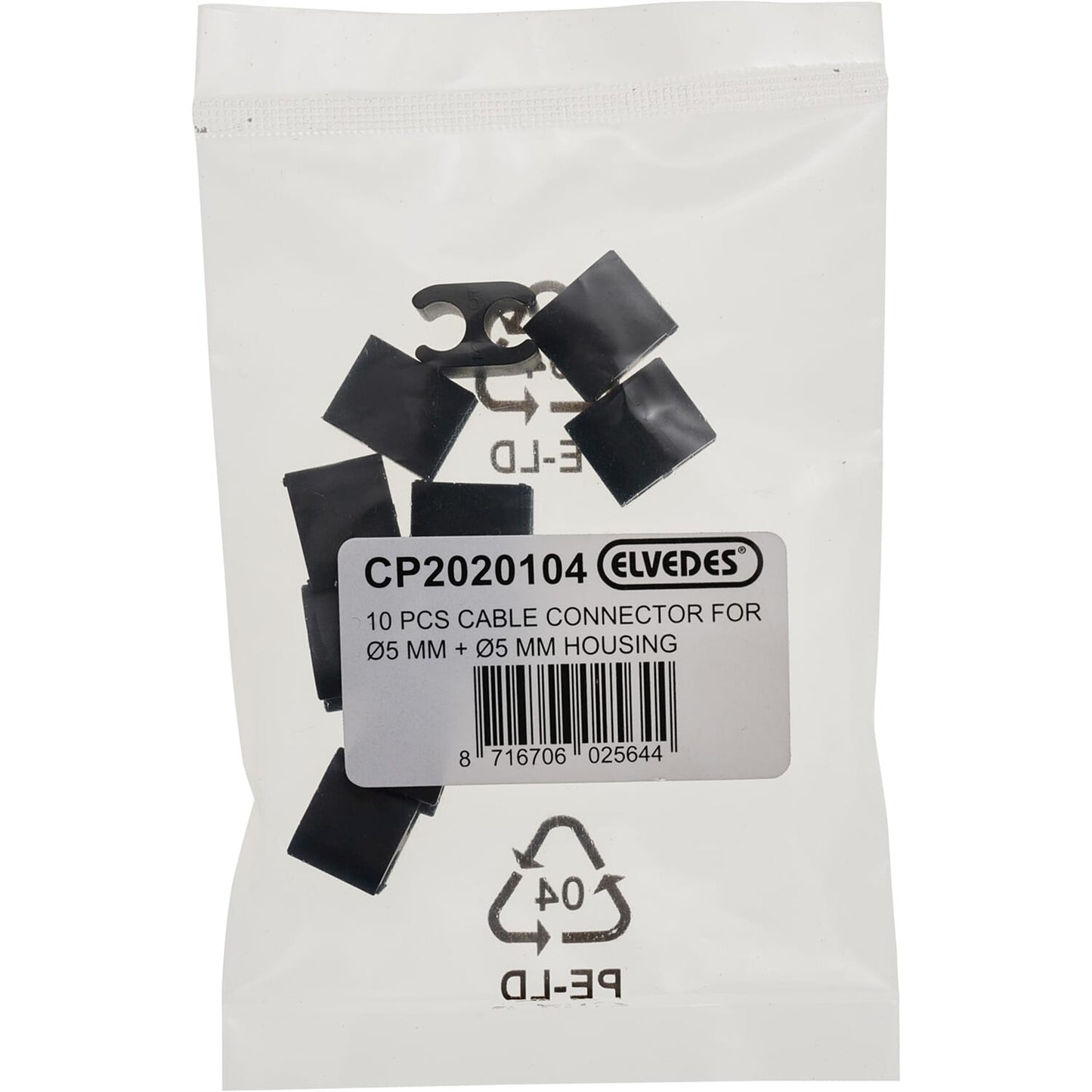 10pcs Cable clips duo black 5,0mm / 5,0mm plastic