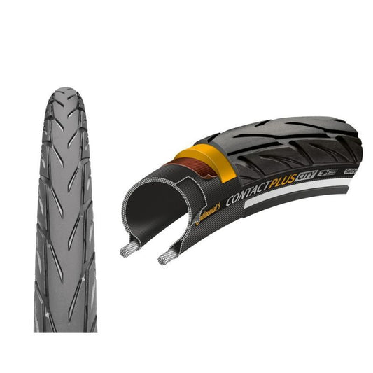 PNEU CONTINENTAL CONTACT PLUS CITY 26x2.20 RIGIDE NOIR RÉLÉCHISSANT 55-559