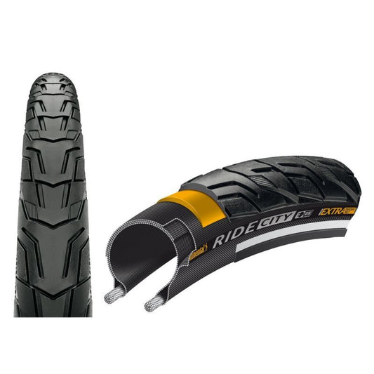 PNEU CONTINENTAL RIDE CITY 700x35C RIGIDE NOIR RÉFLÉCHISSANT 37-622