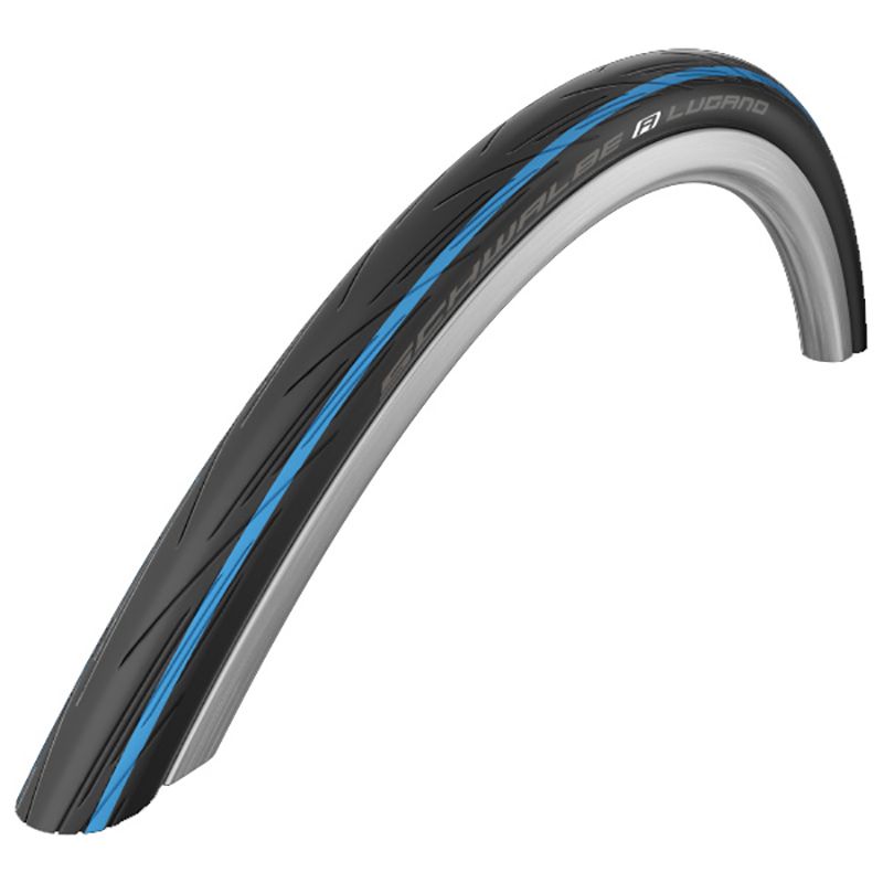 PNEU SCHWALBE LUGANO II 700x25C HS471 ACTIVE LINE K-GUARD SIC RIGIDE NOIR/BLEU 25-622